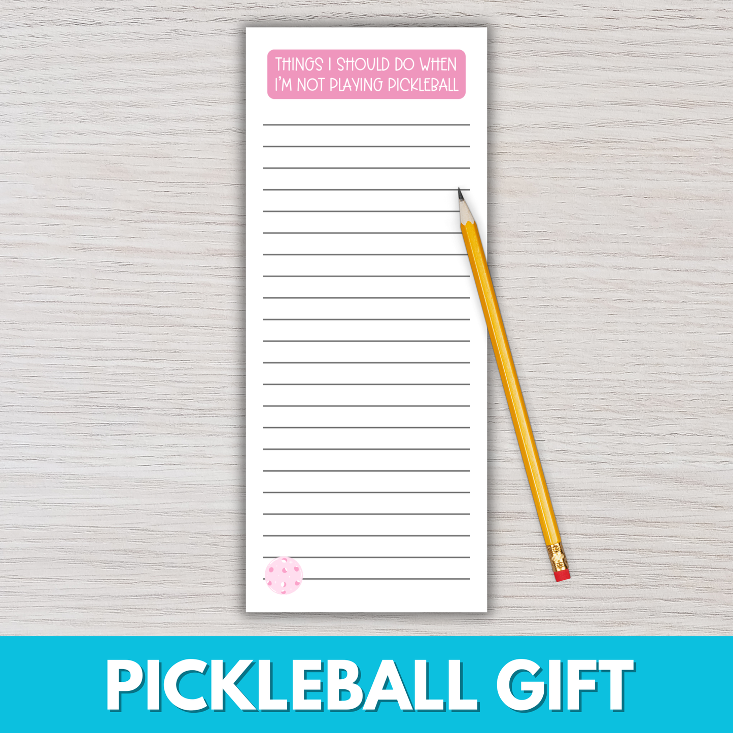 Pickleball Magnetic Notepads - Pink (Set of 12)