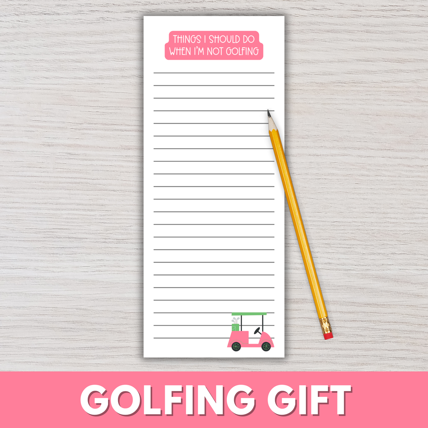 Pink Golfing Magnetic Notepads (Set of 12)