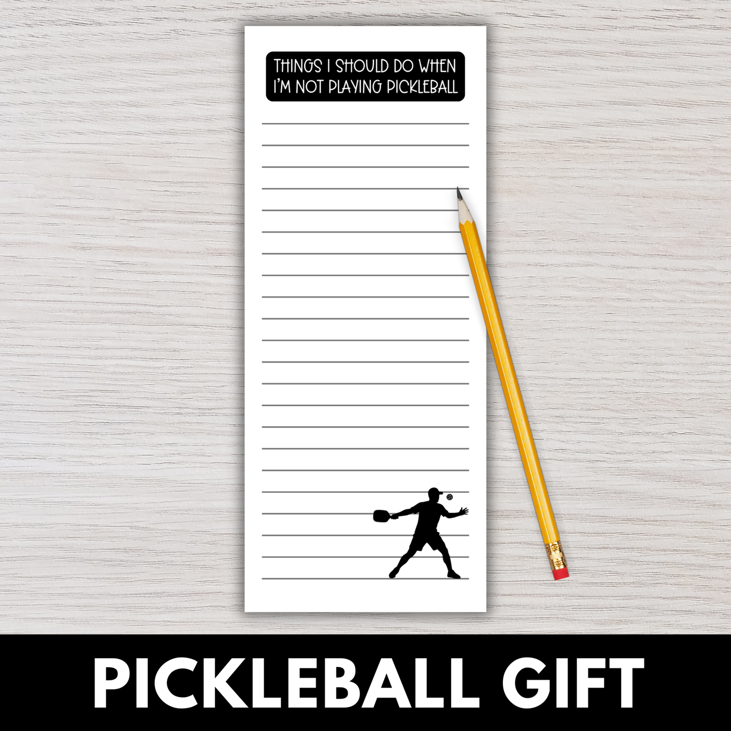 Pickleball Magnetic Notepads - Black (Set of 12)