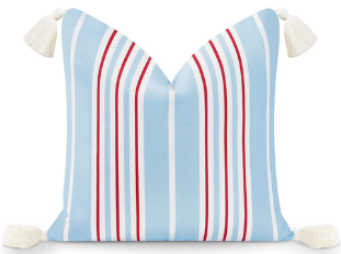 Blue & Red Stripe Tassel Pillow
