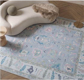 Blue & Blush Area Rug