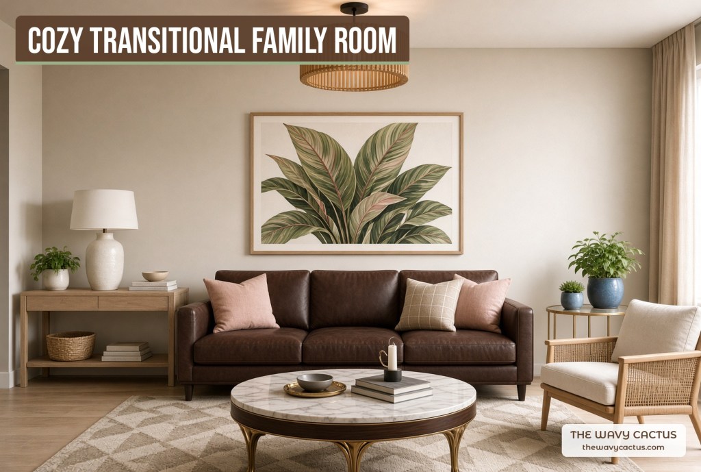 Cozy Transitional Family Room: Shop the Look