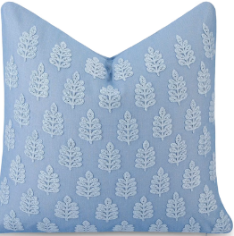 Light Blue Leaf Pillow