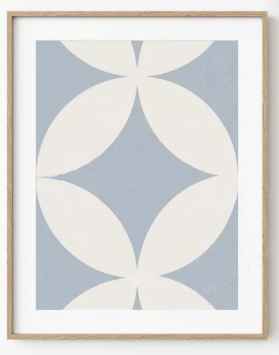 Blue & Cream Geometric Circle Print (The Wavy Cactus)