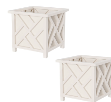 White Lattice Square Planters