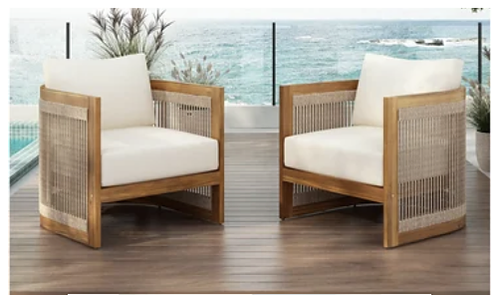 Teak/Rope Accent Chairs (pair)