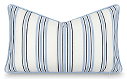 Blue & White Striped Lumbar Pillow
