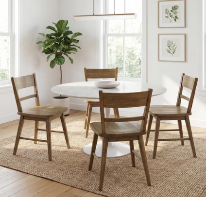 Round Table & Wood Chairs Dining Set