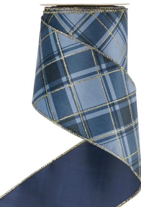 Blue Plaid Wired Ribbon