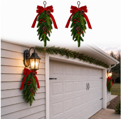 Evergreen Swags with Red Bows (Set of 2)