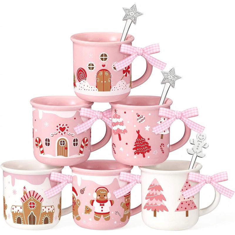 Pink Gingerbread Mugs