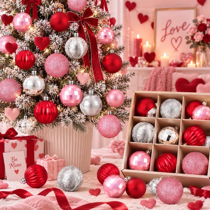 Pink & Red Ornament Set